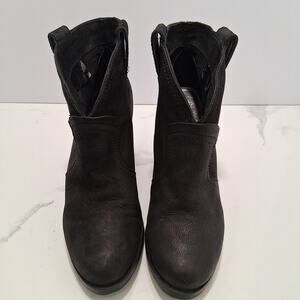 Vince Camuto Women Suede Ankle Bootie Leather Heel Round Toe Black Size-7M/37